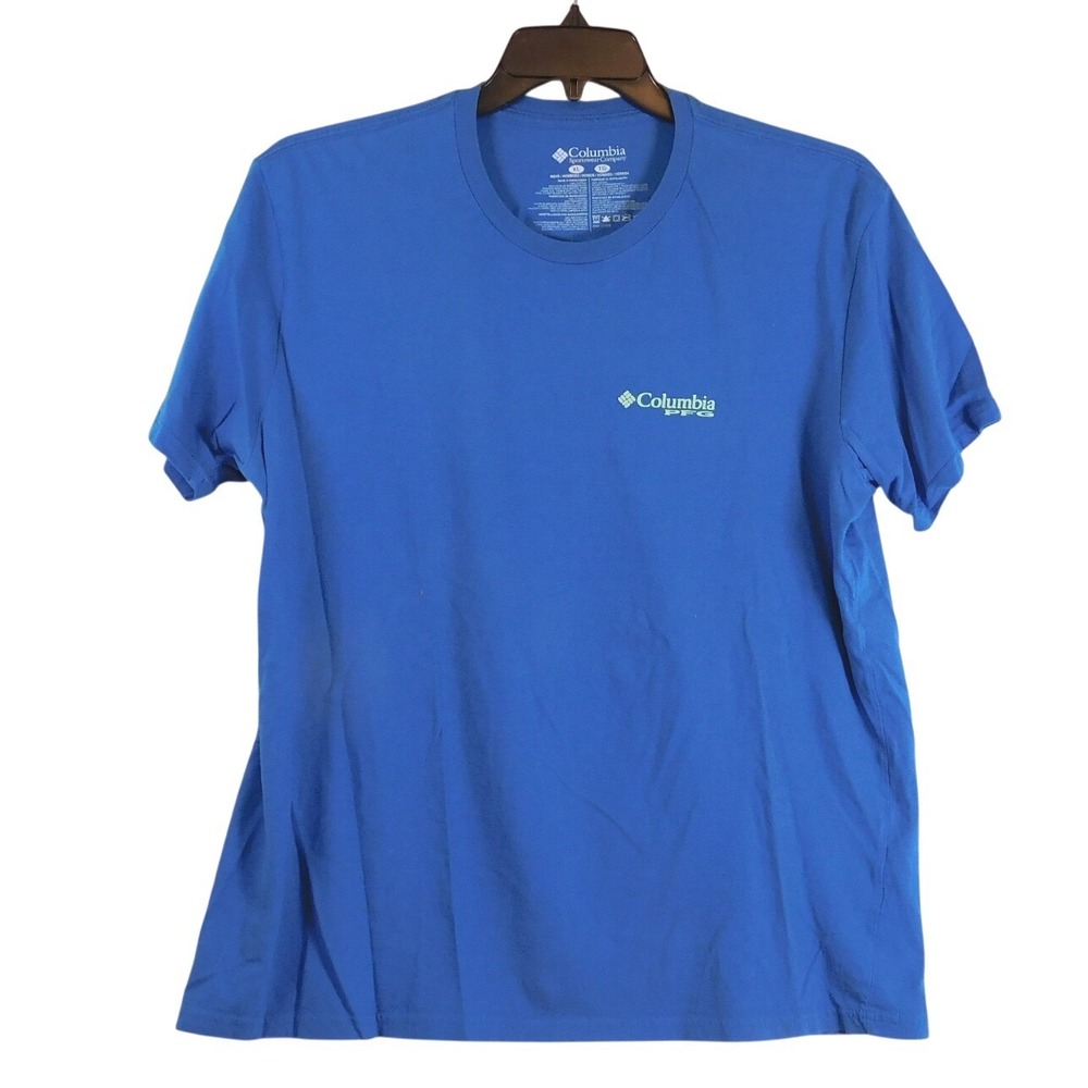 Columbia PFG Mens T-Shirt Blue XL Performance Fishing Gear Short‎ Sleeve Cotton